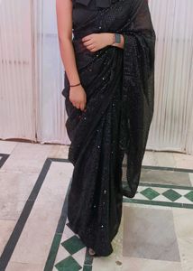 Elegant Black Sequin Saree