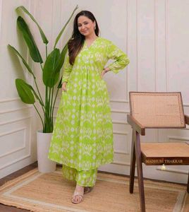 Green Printed Kurta Set