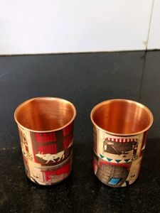 Unique printed Copper Jug with Glass set