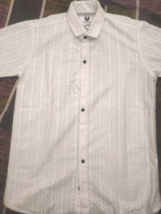 White Textured Dress Shirt