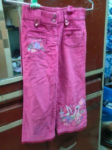 Pink Embellished Corduroy Pants