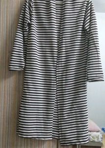 Striped Open Front Cardigan