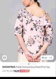 Floral Print One Sleeves Top New No Coin