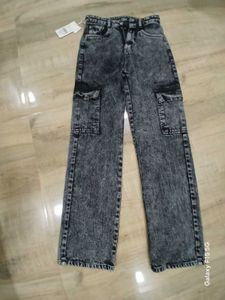 Acid Wash Cargo Jeans