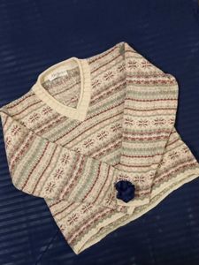 Retro Christmas Charm V-neck Sweater
