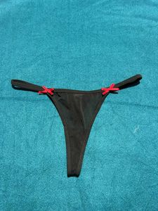 Black Thong with Bows