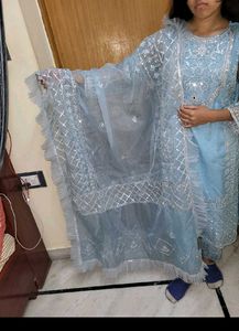 blue mirror work pakistani kurta set heavy xl net