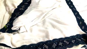 Georgous White Saree | Black Border