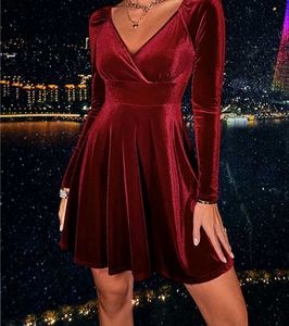 Velvet Mini Dress - Long Sleeve