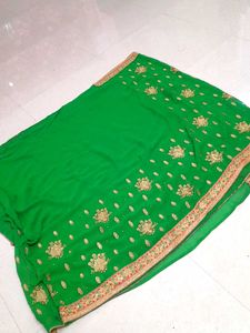 Work Saree With Designer Blouse