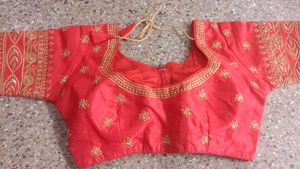Hot Red Zari Embroidery Design Boluse