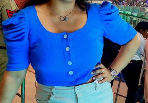 Blue Puff Sleeve Top