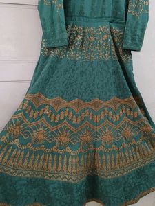 Elegant Green Ethnic Gown With Duppatta