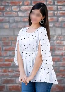 Size L Heart Print Cape Dress