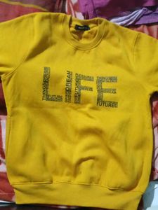 Yellow 'Life' Print Sweater