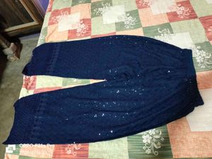 Sequined Navy Blue Palazzo Pants