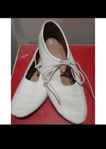 White S&S Mary Jane Flats