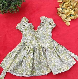 Cute Green Printed Frock
