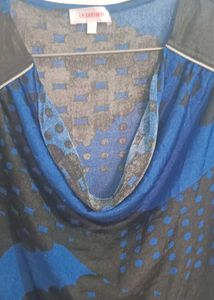 Abstract Print Cowl Neck Tunic