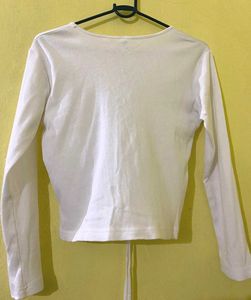 Baby Doll White V-Neck Top