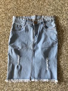 stretchable waist denim mini skirt