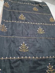 &#39;Navy Blue&#39; Gotta Patti Sarees With Blouse