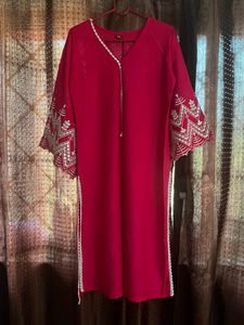 Pink Mirror Work Kurti Set 💕