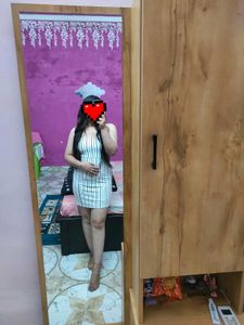 Stiped Lining Bodycon Dress