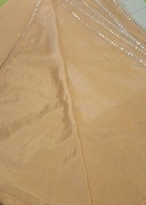 Cream Satin Saree