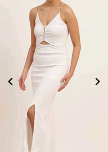 White Cutout Chain Dress