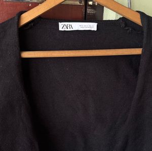 Zara Black Tie Cropped Sweater/Arm Warmer