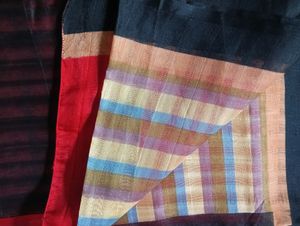 Red and Black Pollycotton Printed Saree