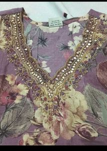 Floral Embroidered Lavender Kurta set