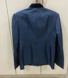 Stunning Electric Blue-Grey Indowestern Suit Set