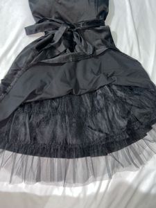 Black Bustier Satin Bandeau Dress Evening