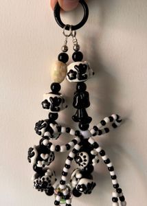 Black And White Phone Cord Keychain