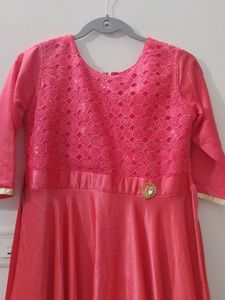 Elegant Coral Pink Anarkali Kurta