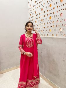 Elegant Pink Embroidered Gown