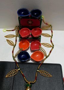Festive Ceramic Diya Set Of 8