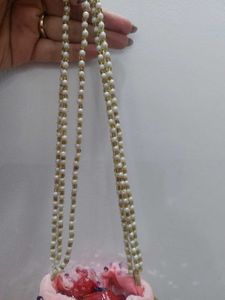 Pink Velvet Potli With Sequin Work &amp; Pearl Strings