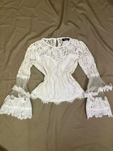 Embroidered Net Top