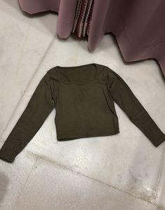 Olive Green Long Sleeve Top