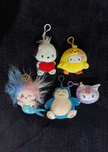 5 Cute Plush Keychain Collection