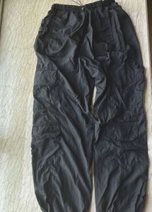 Black Cargo Parachute Pants