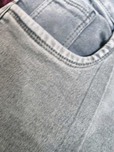High Waisted Grey Button Jeans