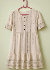 Girls White Cotton Dress