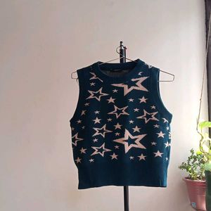 Star Pattern Sleeveless Sweater