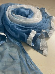 White N Blue Chiffon Big Stole