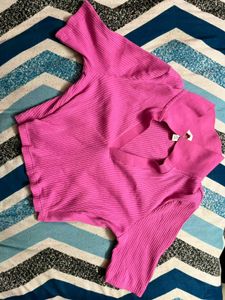 H&amp;M Pink Ribbed Crop Top