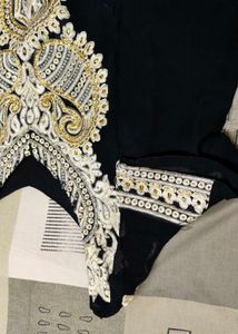 Women Black Thread Motif Embroidery Georgette Suit